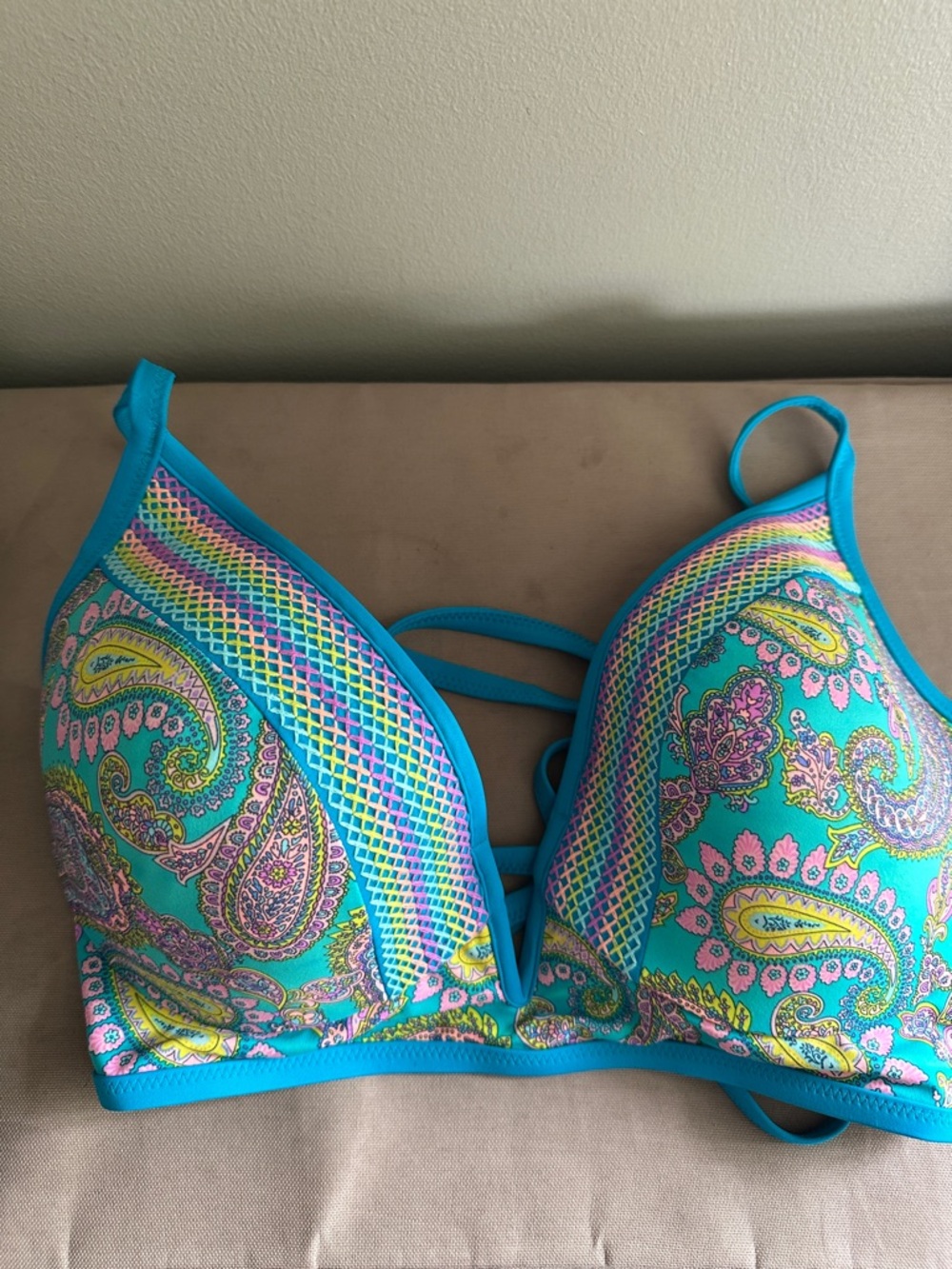 Shade & Shore Teal and Blush Bikini Top